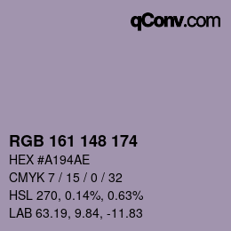 Código de color: RGB 161 148 174 | qconv.com