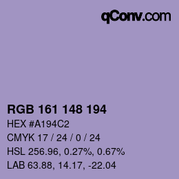 Color code: RGB 161 148 194 | qconv.com