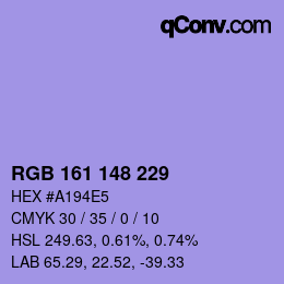 Código de color: RGB 161 148 229 | qconv.com