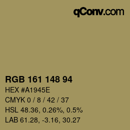 Farbcode: RGB 161 148 94 | qconv.com