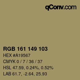 カラーコード: RGB 161 149 103 | qconv.com