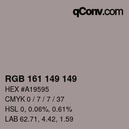 Farbcode: RGB 161 149 149 | qconv.com