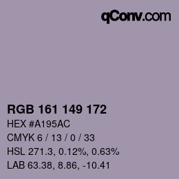 颜色代码: RGB 161 149 172 | qconv.com