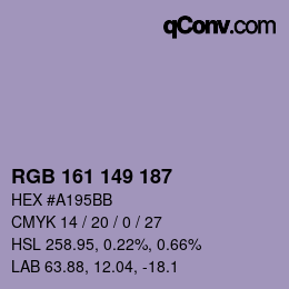 颜色代码: RGB 161 149 187 | qconv.com