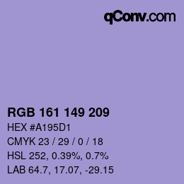 カラーコード: RGB 161 149 209 | qconv.com