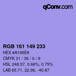 カラーコード: RGB 161 149 233 | qconv.com