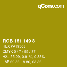 カラーコード: RGB 161 149 8 | qconv.com