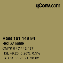 Farbcode: RGB 161 149 94 | qconv.com