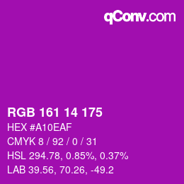 Color code: RGB 161 14 175 | qconv.com
