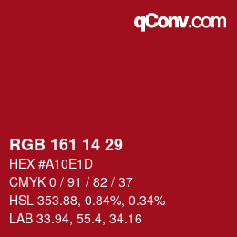 Color code: RGB 161 14 29 | qconv.com