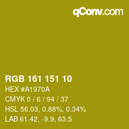 Color code: RGB 161 151 10 | qconv.com