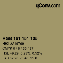 Color code: RGB 161 151 105 | qconv.com