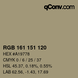 颜色代码: RGB 161 151 120 | qconv.com
