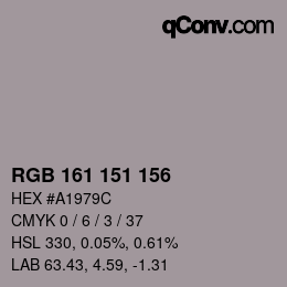 颜色代码: RGB 161 151 156 | qconv.com