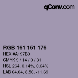 Color code: RGB 161 151 176 | qconv.com