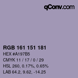 Color code: RGB 161 151 181 | qconv.com
