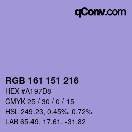 Color code: RGB 161 151 216 | qconv.com