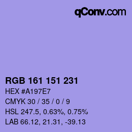 Color code: RGB 161 151 231 | qconv.com