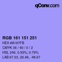 カラーコード: RGB 161 151 251 | qconv.com