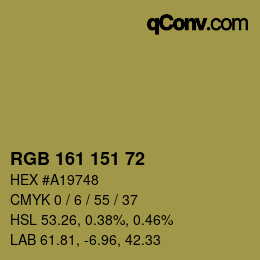 カラーコード: RGB 161 151 72 | qconv.com