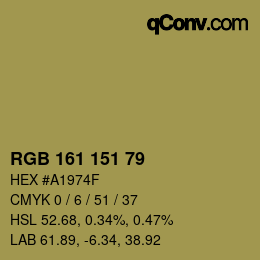 Color code: RGB 161 151 79 | qconv.com
