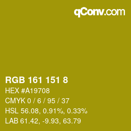 カラーコード: RGB 161 151 8 | qconv.com