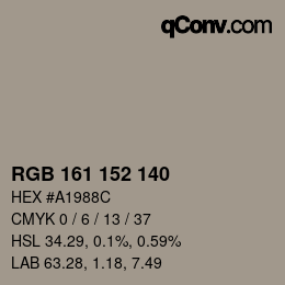 Color code: RGB 161 152 140 | qconv.com