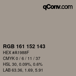 Color code: RGB 161 152 143 | qconv.com