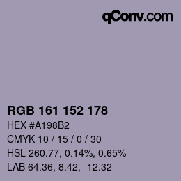 カラーコード: RGB 161 152 178 | qconv.com