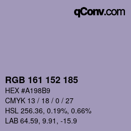 颜色代码: RGB 161 152 185 | qconv.com