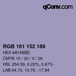 カラーコード: RGB 161 152 189 | qconv.com