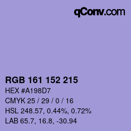 カラーコード: RGB 161 152 215 | qconv.com