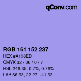 Color code: RGB 161 152 237 | qconv.com