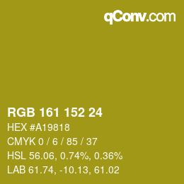 Color code: RGB 161 152 24 | qconv.com