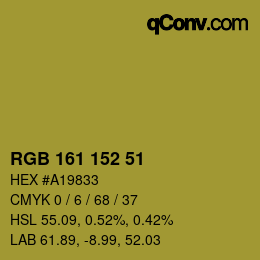 カラーコード: RGB 161 152 51 | qconv.com