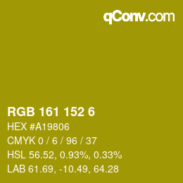 Color code: RGB 161 152 6 | qconv.com