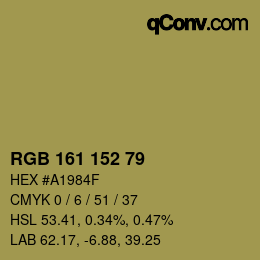 Color code: RGB 161 152 79 | qconv.com