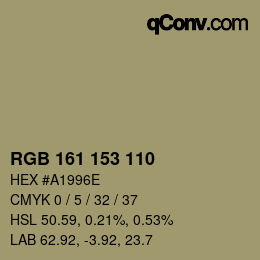 Farbcode: RGB 161 153 110 | qconv.com