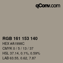 カラーコード: RGB 161 153 140 | qconv.com