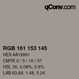 Color code: RGB 161 153 145 | qconv.com