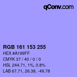 Color code: RGB 161 153 255 | qconv.com