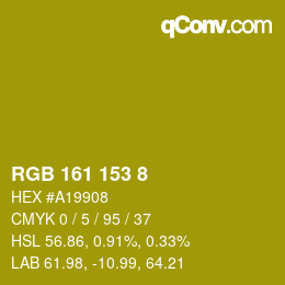 カラーコード: RGB 161 153 8 | qconv.com