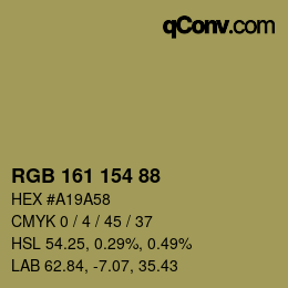 颜色代码: RGB 161 154 88 | qconv.com