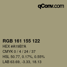 Code couleur: RGB 161 155 122 | qconv.com