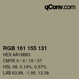 カラーコード: RGB 161 155 131 | qconv.com