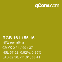Color code: RGB 161 155 16 | qconv.com