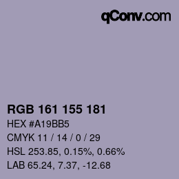 カラーコード: RGB 161 155 181 | qconv.com