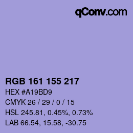 Color code: RGB 161 155 217 | qconv.com