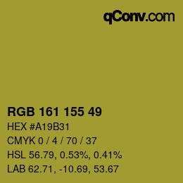 カラーコード: RGB 161 155 49 | qconv.com