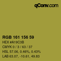 カラーコード: RGB 161 156 59 | qconv.com